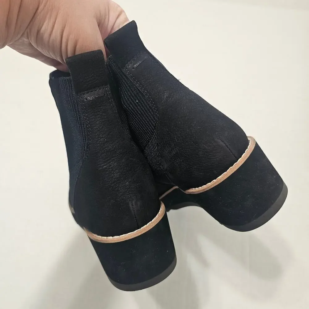 EILEEN FISHER Lilou Nubuck and Recycled Stretch Knit Bootie in Black Size 8.5